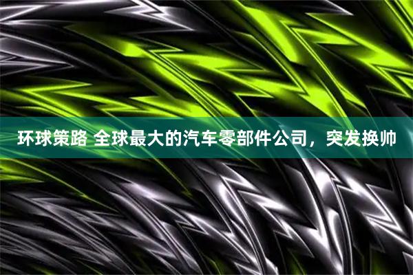 环球策路 全球最大的汽车零部件公司，突发换帅